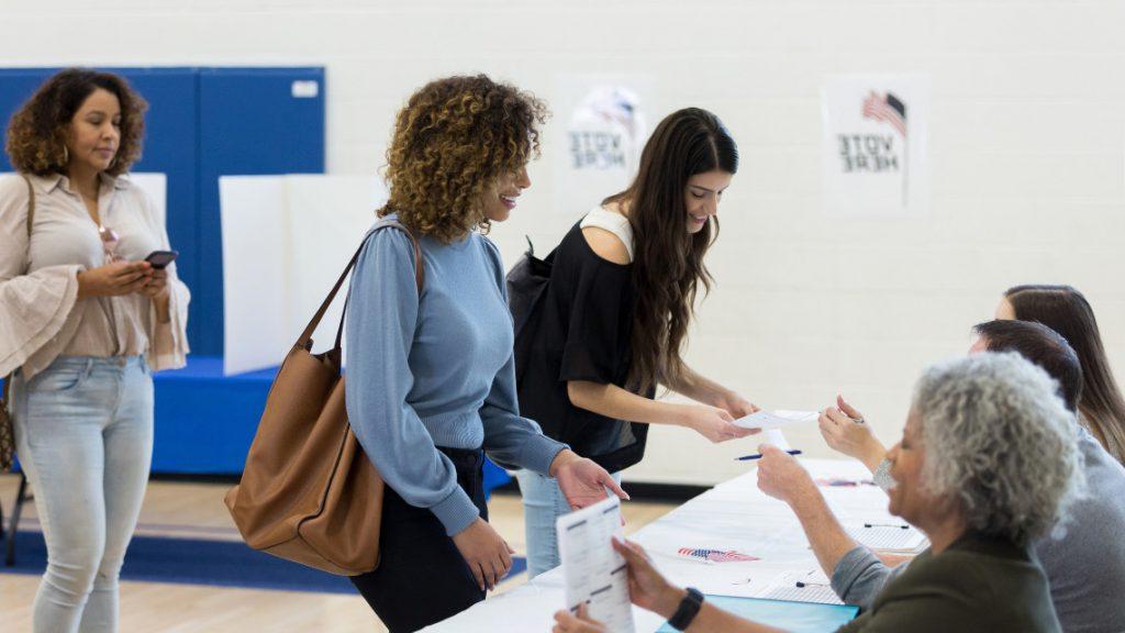 People at a voting location to cast ballot in house primaries